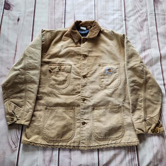Carhartt Other - Carhartt Vintage Chore Coat C01 C02 Tan Blanket-lined Duck Canvas, Men's Size XL